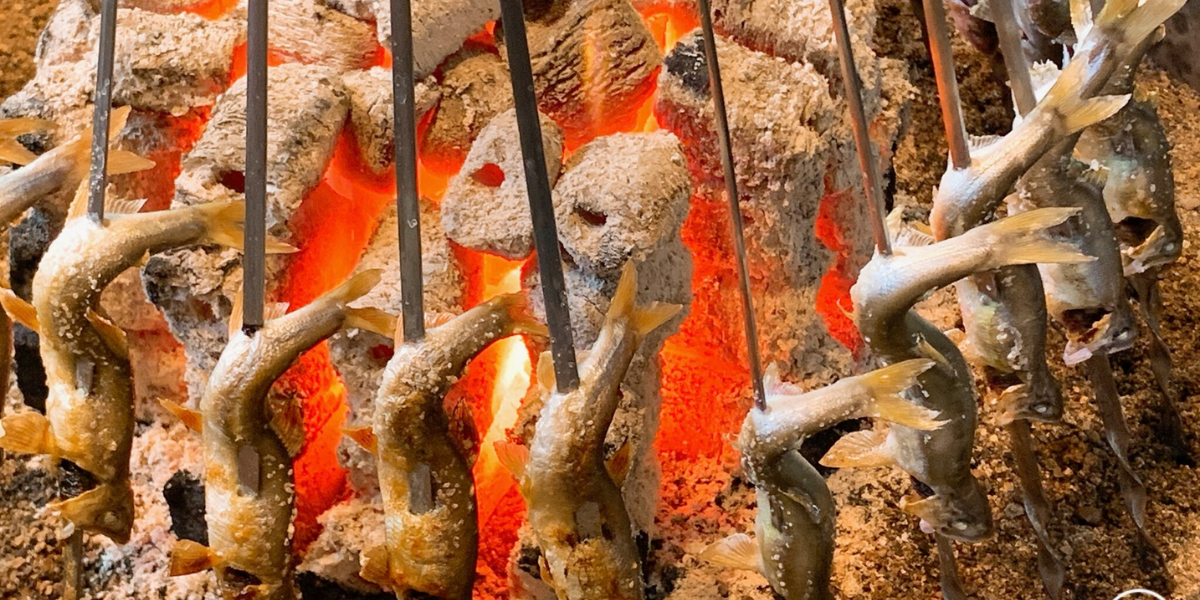 鮎の焼き場の様子