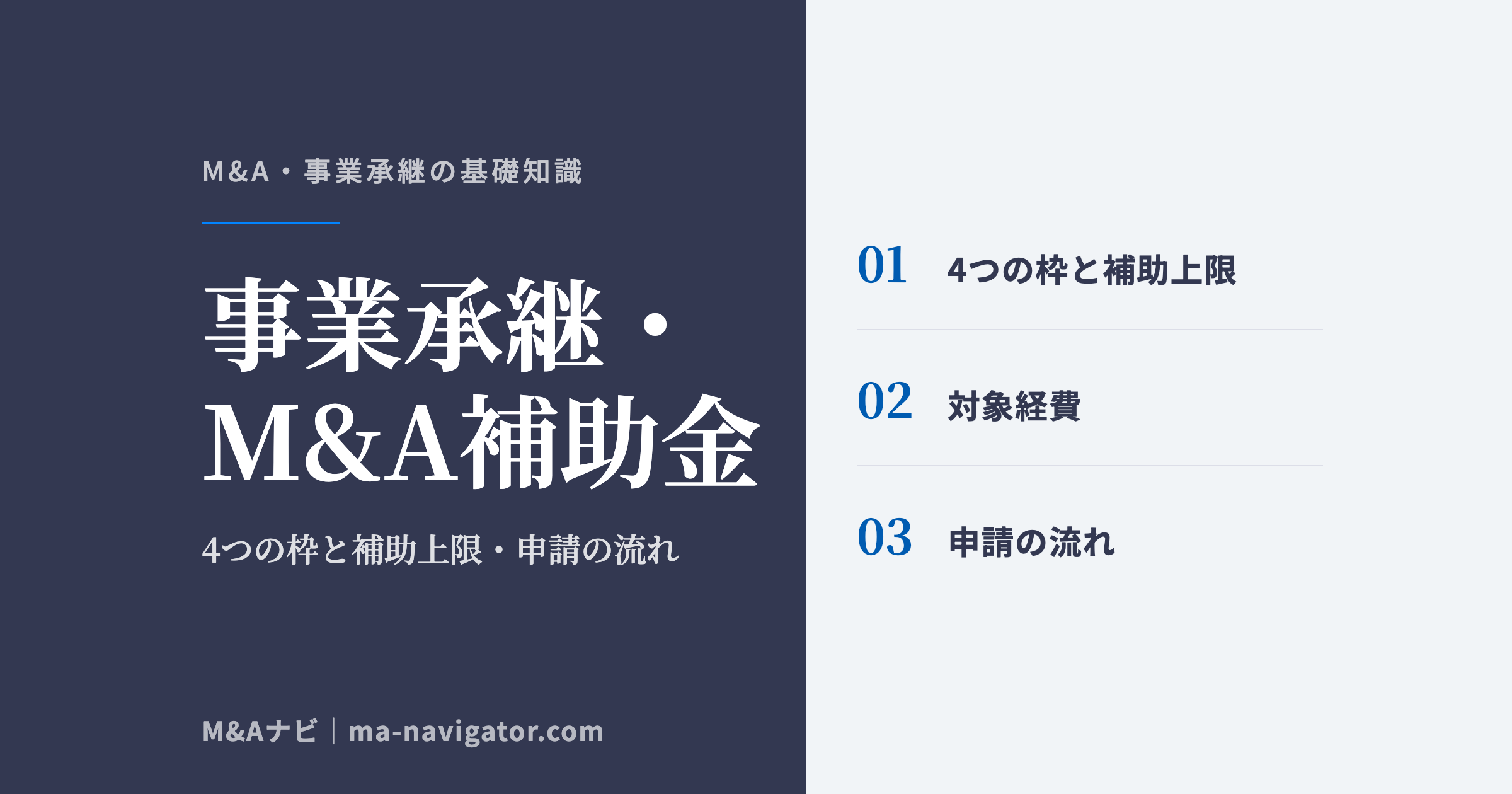 事業承継・M&A補助金|【2026年最新】事業承継・M&A補助金とは?4つの枠と補助上限・申請の流れを解のアイキャッチ