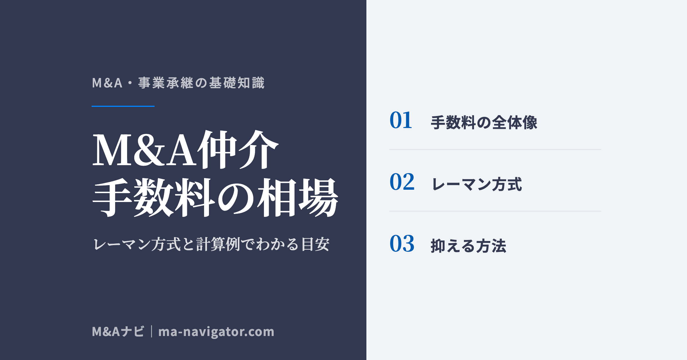 M&A仲介手数料の相場｜M&A仲介手数料の相場とレーマン方式｜計算例でわかる目安のアイキャッチ