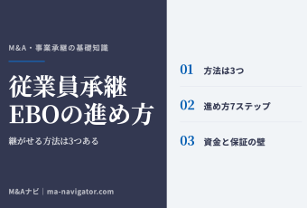 従業員承継（EBO）の3つの方法と進め方7ステップ・買取資金と個人保証の壁を解説するコラム記事のアイキャッチ