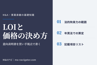 意向表明書（LOI）の書き方と買収価格の決め方を買い手視点で解説するコラム記事のアイキャッチ